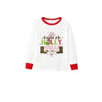 Family Christmas White Pajamas Set With Holly Dolly Pattern Print