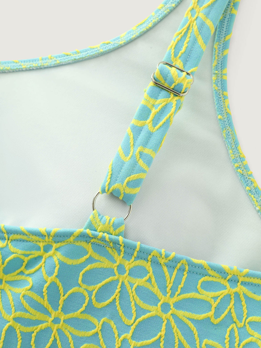Floral Print Textured Ruched One-Piece Swim