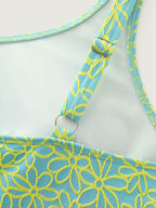 Floral Print Textured Ruched One-Piece Swim