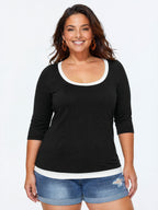 Supersoft Stretchy Color Contrast Knit Top