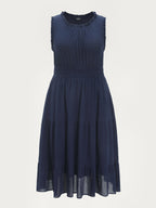 Cotton Sleeveless Waist-Defining Midi Dress