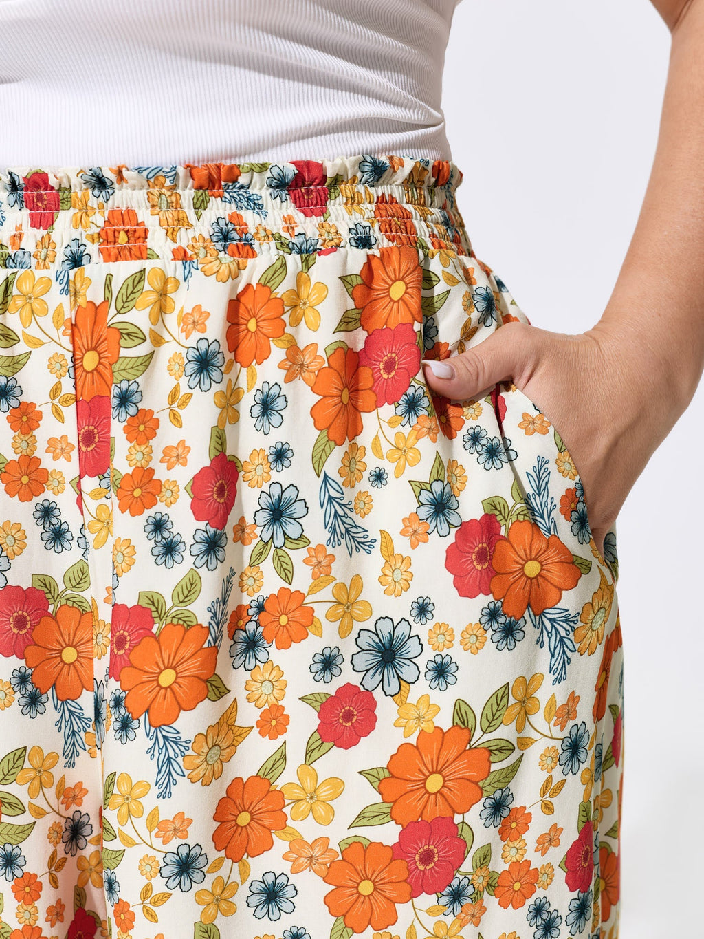 Supersoft Floral Print Ruffled Hem Pants