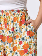 Supersoft Floral Print Ruffled Hem Pants