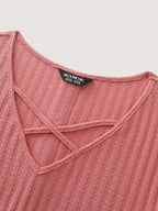 Stretchy Cut-Out Neckline Knit Top