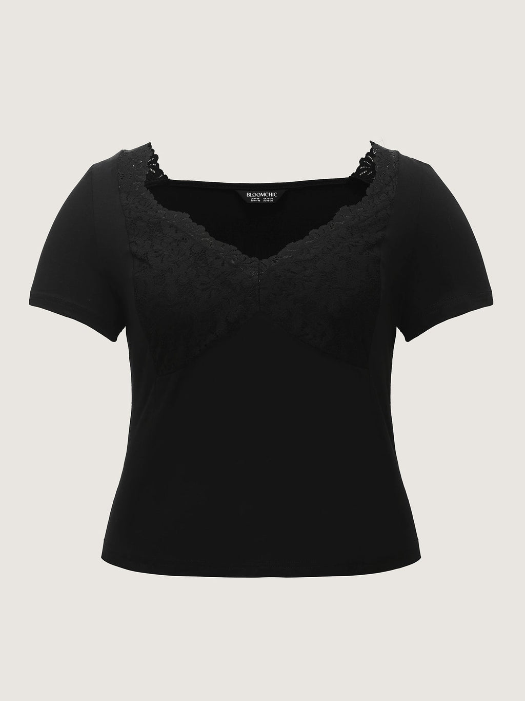 Cotton Lace Trim V-Neckline T-Shirt