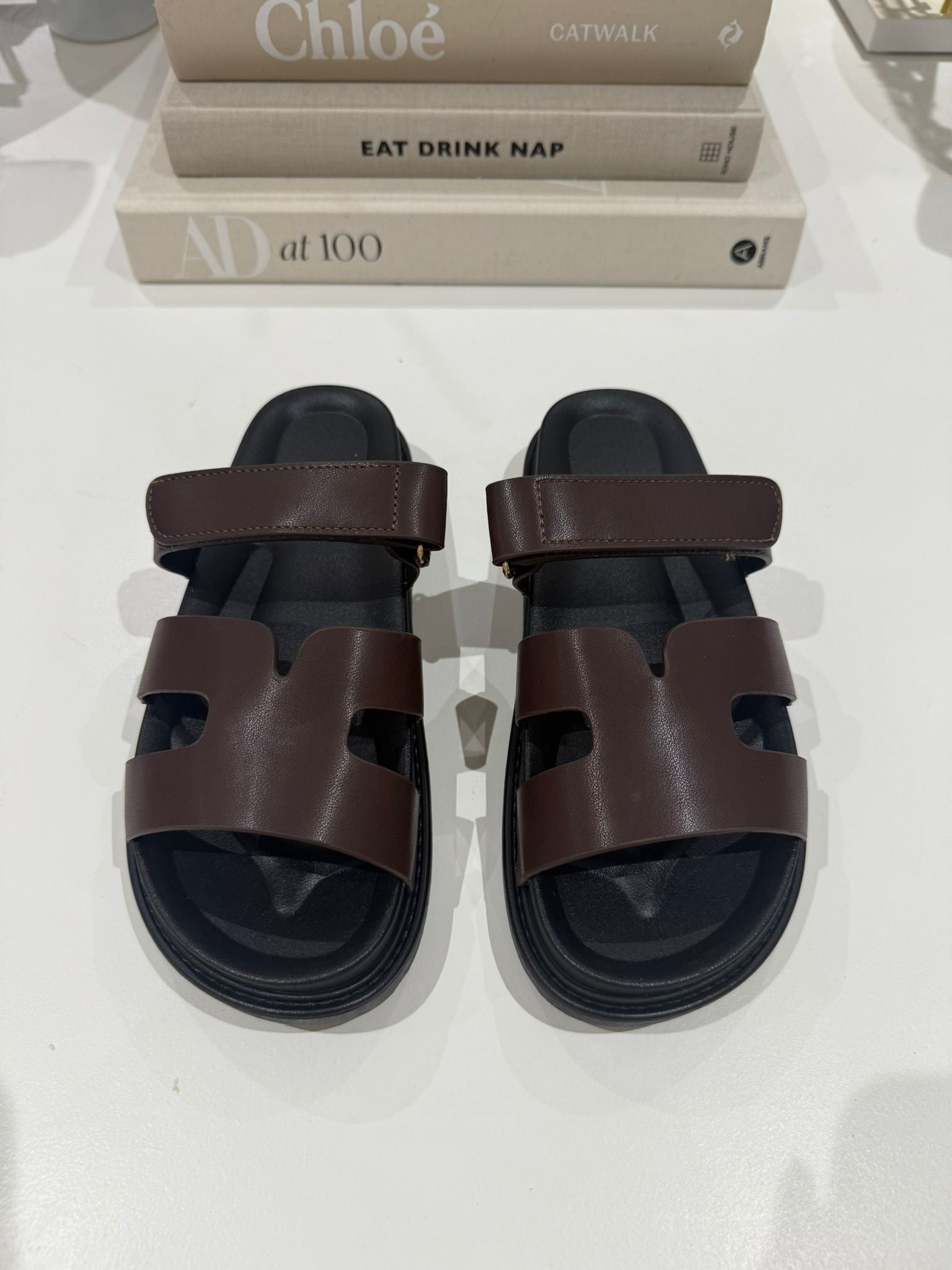 Faux Leather Double Strap Sandal