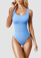 Ribbed Sleeveless Square Neck Tank Top Bodysuit