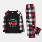 Christmas Family Matching Pajamas-Red and Gray Plaid Pjs set with "We Are Family Christmas" Print