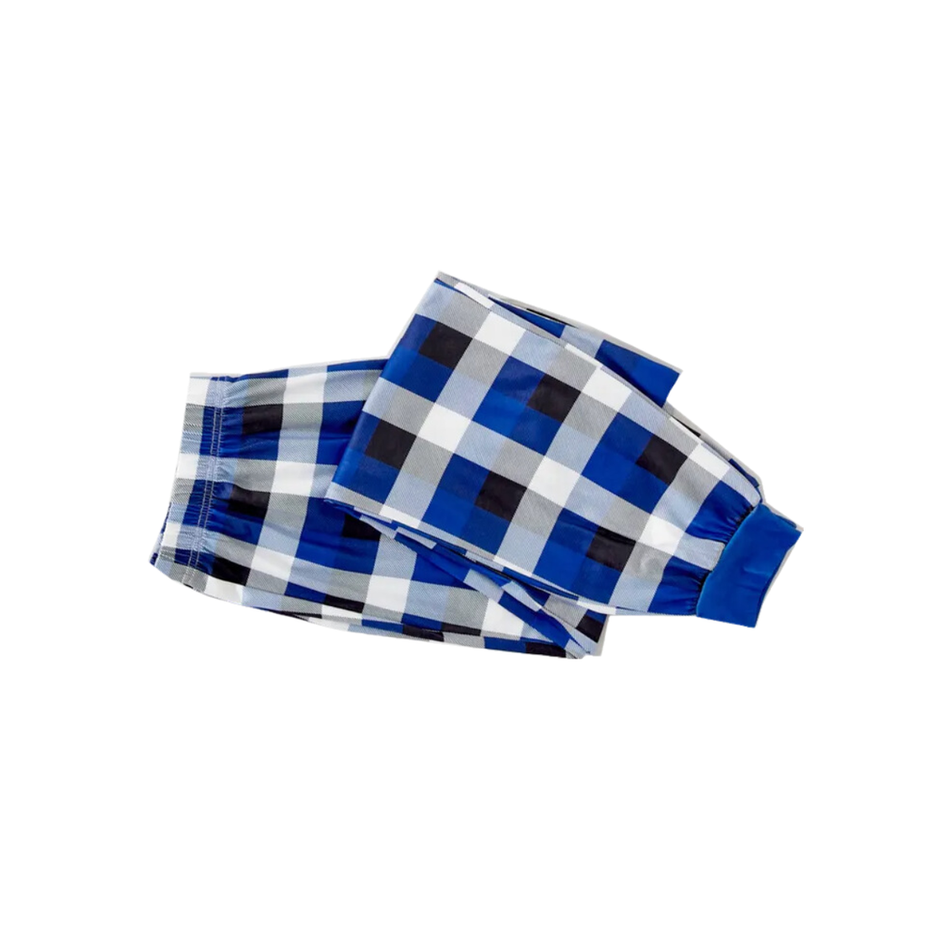 Christmas Make Memories Together 2025 Print Blue and White Plaid Family Matching Pajamas