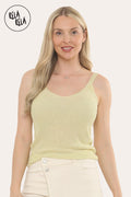 Summer Sleeveless Shimmery V Neck Cami Vest Tank Top in Yellow