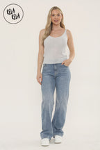 Summer Sleeveless Shimmery V Neck Cami Vest Tank Top in Silver