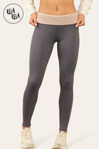 High Waisted Fleece Lined Thermal Leggings in Charcoal