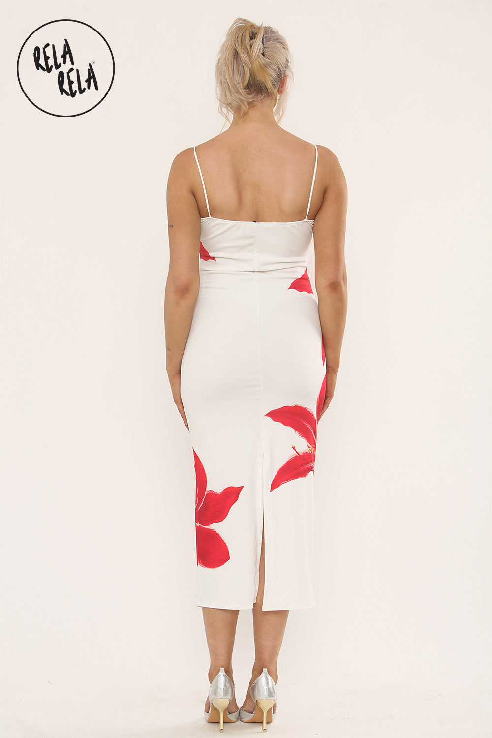 Strappy Large Flower Print Maxi Dress Partywear Going Out Dress in White