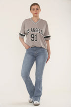 Flared Stretchy Pull On Jeans in Vintage Blue