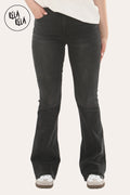 Flared Stretchy Pull On Jeans in Charcoal