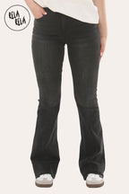 Flared Stretchy Pull On Jeans in Charcoal