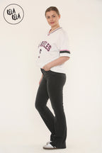 Flared Stretchy Pull On Jeans in Charcoal