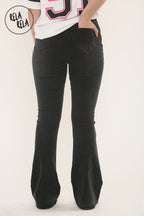 Flared Stretchy Pull On Jeans in Charcoal