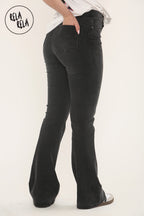 Flared Stretchy Pull On Jeans in Charcoal