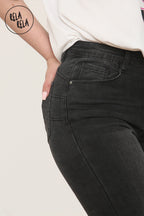 Flared Stretchy Pull On Jeans in Charcoal