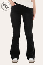Flared Stretchy Pull On Jeans in Black
