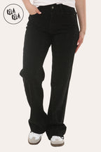Viral Stretchy Rhinestone Wide Leg Jeans in Black