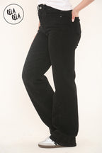 Viral Stretchy Rhinestone Wide Leg Jeans in Black