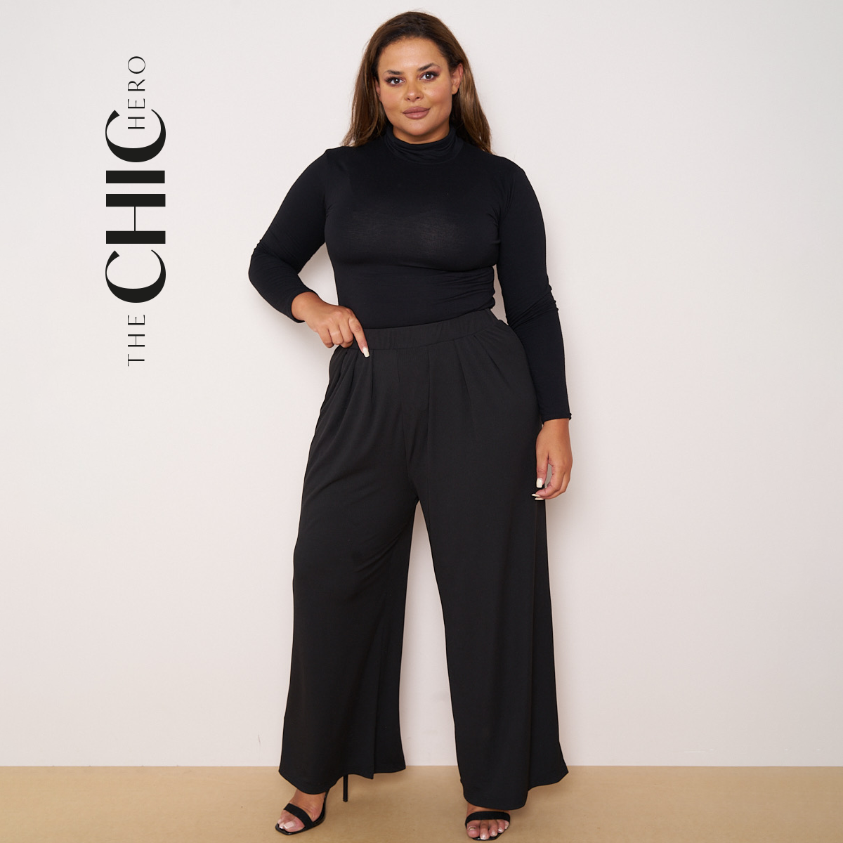 Black Wide-Leg Drawstring Pants Palazzo Pleated Pants XXPLUS(6XL+)