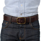 Chocolate Brass Buckle Belt - 1.5