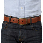 Cognac Brass Buckle Belt - 1.5