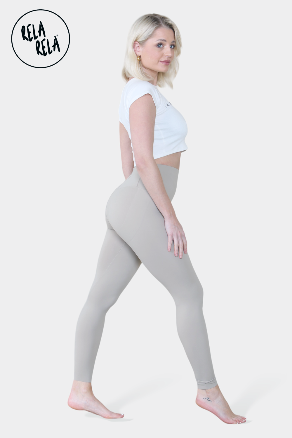 High Waisted Sculpting Leggings in Bleach Grey