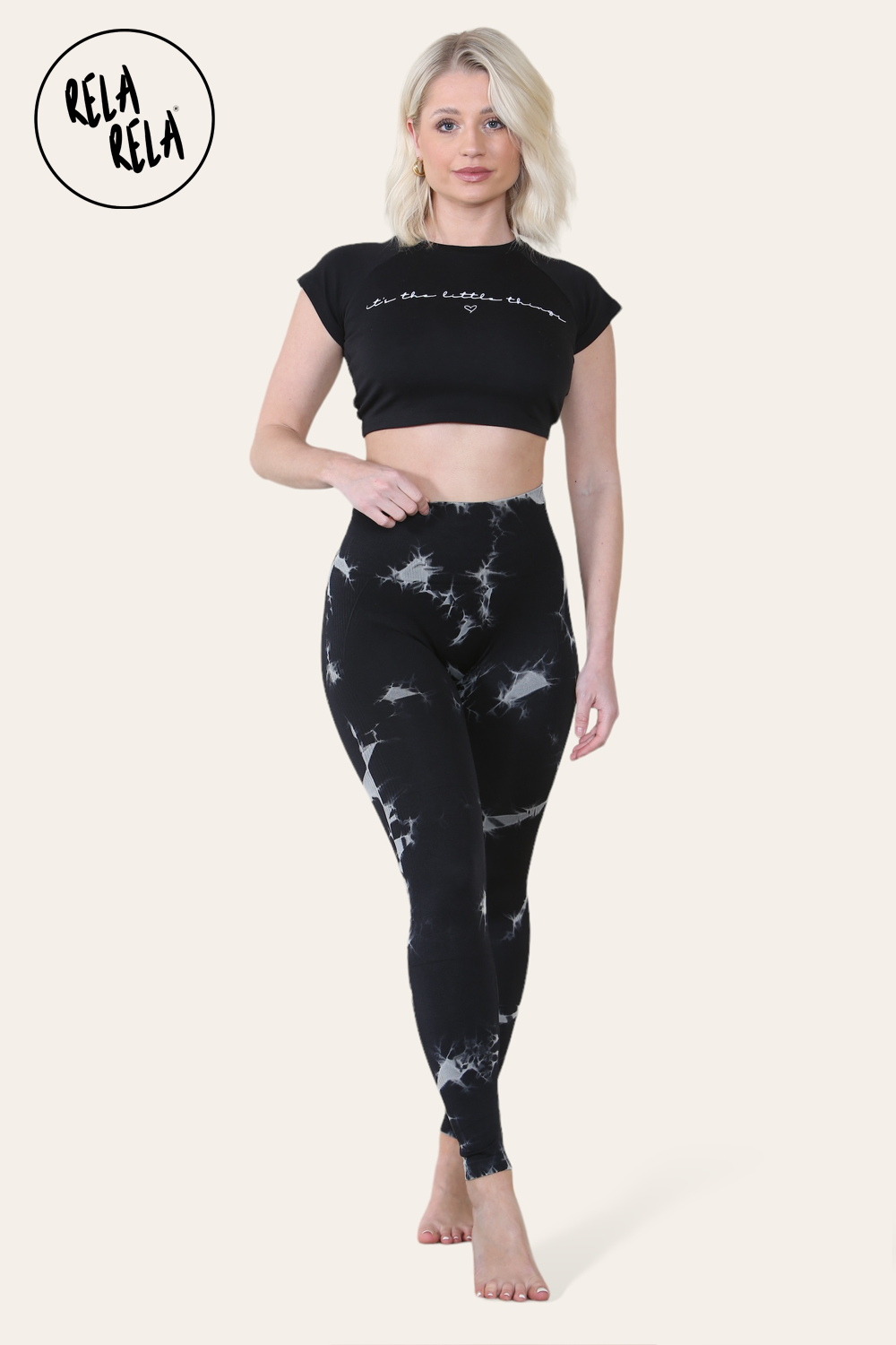 Marble Tie Dye High Waisted Scrunch Bum Leggings in Black