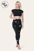 Marble Tie Dye High Waisted Scrunch Bum Leggings in Black