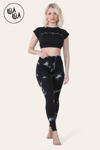 Marble Tie Dye High Waisted Scrunch Bum Leggings in Black