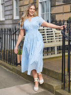 Georgie Cotton Summer Dress - Blue/White