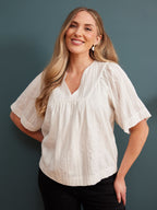 Edith Textured Relaxed Top - White