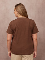 Cathy V-neck Tee - Brown