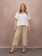 Cathy V-neck Tee - White