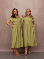 Rhiona Linen Shirt Dress - Olive