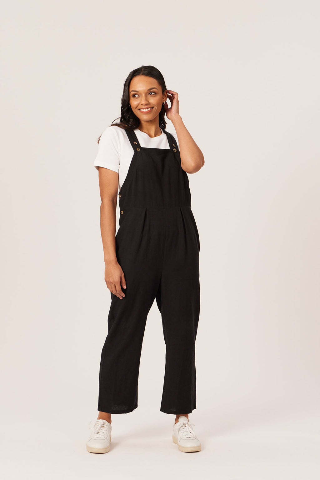 Kathleen - Relaxed Dungaree - Black