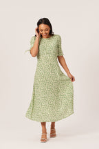 Sally-Grace - Tie Sleeve Midi Dress - Green