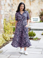 Camilla Dress - Navy Linear Floral