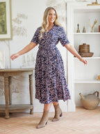 Camilla Dress - Navy Linear Floral