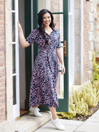 Camilla Dress - Navy Linear Floral