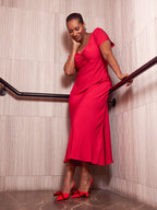 Carly - Sweetheart Midaxi Dress - Red
