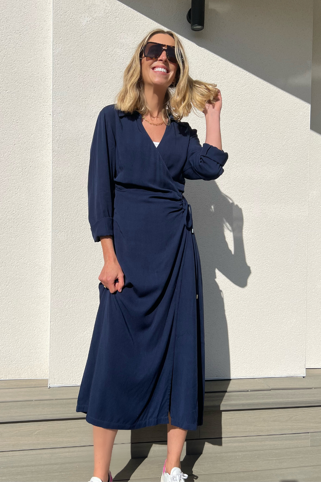 Christina - Wrap Midi Dress - Navy