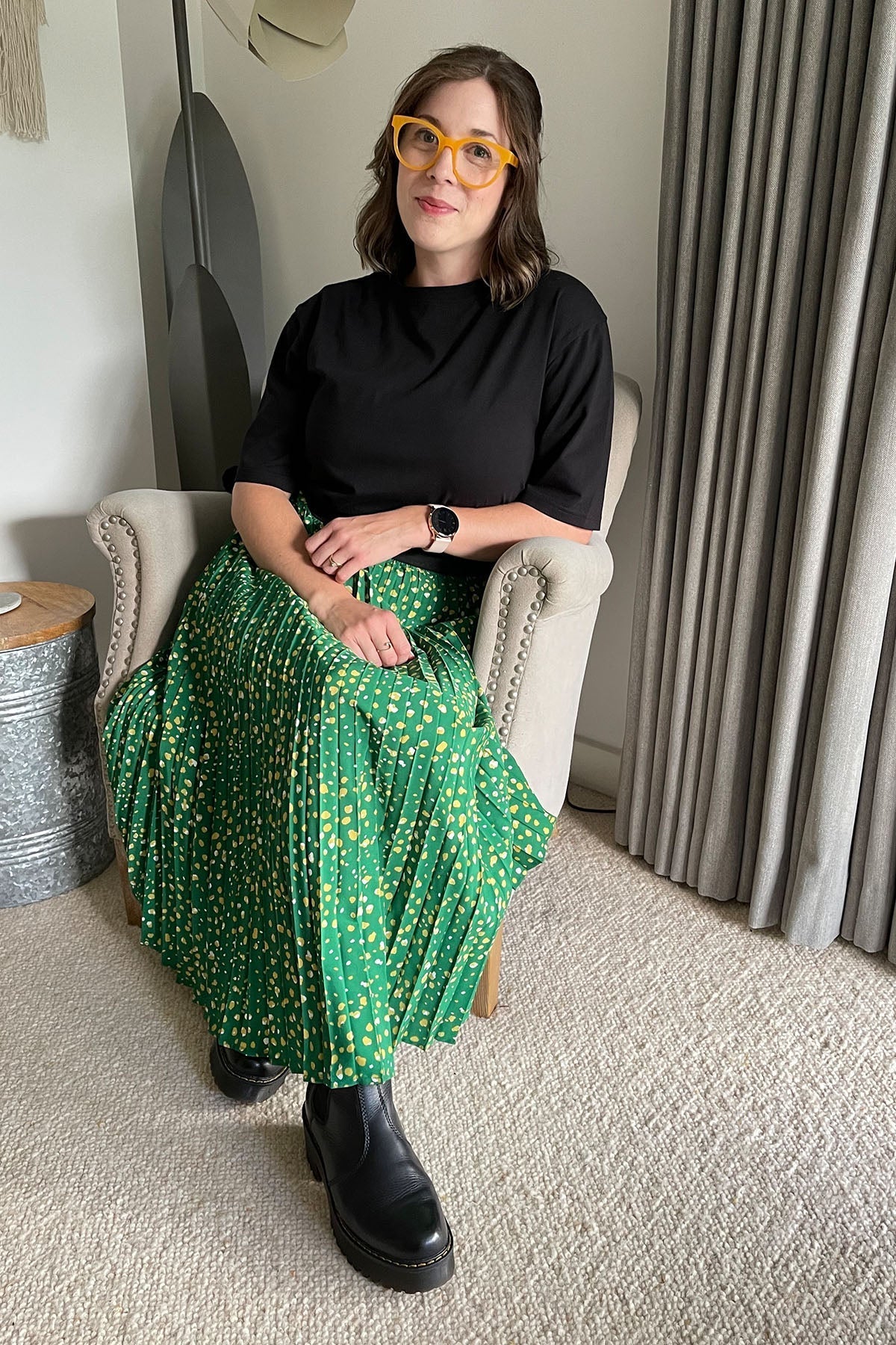 Gill - Pleated Skirt - Green Terrazzo
