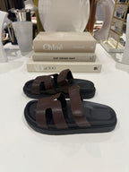 Faux Leather Double Strap Sandal