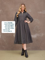 Daisie Denim Charcoal Dress - Rhiona Long Sleeve