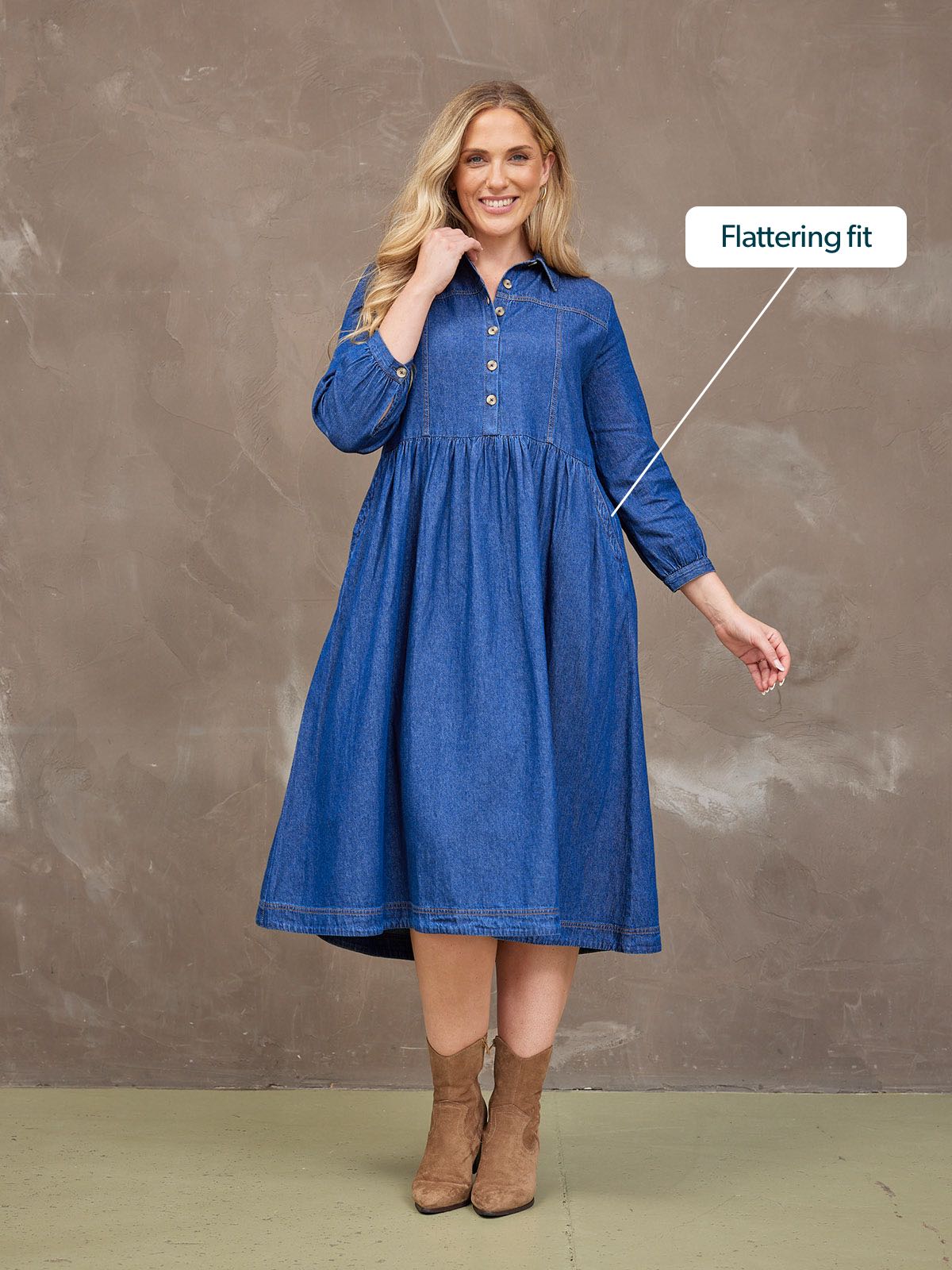 Daisie Denim Dress - Rhiona Long Sleeve